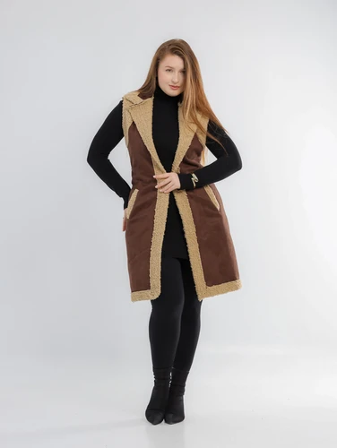 long suede vest fur lined