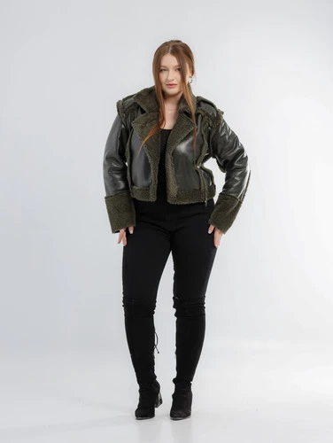 Fur-lined leather jacket