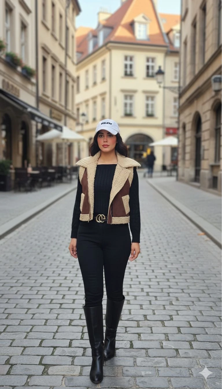 SHORT VEST SUEDE FUR LINED