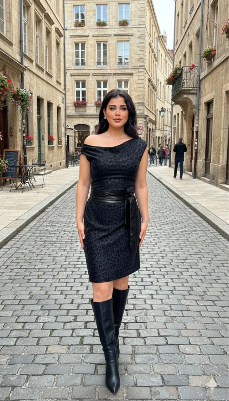 DRESS LEATHER TIGER OFFSHOULDER