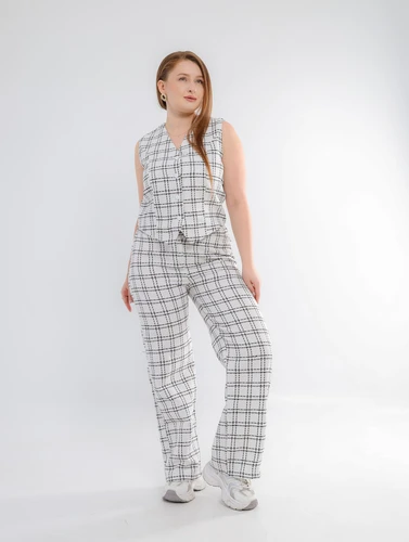 set tweed vest and pant plaid