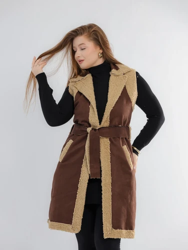 long suede vest fur lined